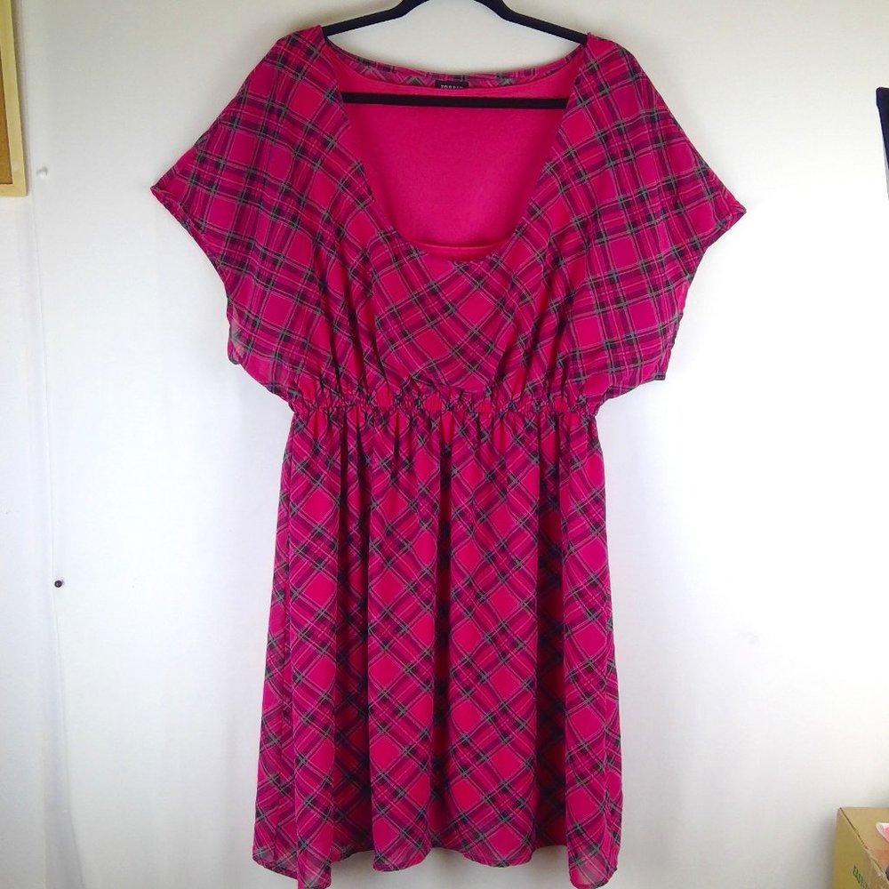 Torrid Pink Plaid Skater Dress Size 2 Plus 00s Post Punk Emo Rocker Flirty Dress